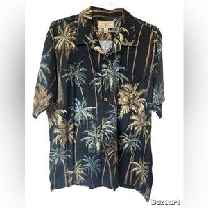 Clearwater Outfitter Mens Button Down Shirt Blue w/ Palm Trees Print Size Large
